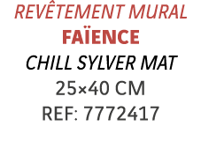 Revêtement mural Faïence Chill Sylver Mat 25 40 cm REF: 7772417