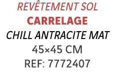 Revêtement sol Carrelage Chill Antracite Mat 45 45 cm REF: 7772407